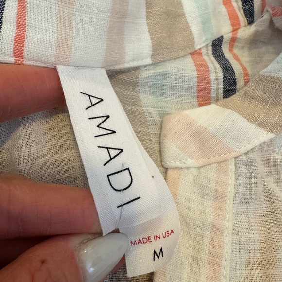 Anthropologie Amadi Striped 100% Cotton Romper Short Sleeve Belted M NEW $140 - Picture 4 of 13